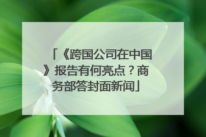 《跨国公司在中国》报告有何亮点？商务部答封面新闻