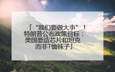 “我们要做大事”！特朗普公布政策目标：美国要造芯片和坦克 而非T恤袜子