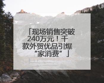 现场销售突破240万元！千款外贸优品引爆“家消费”