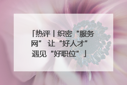 热评丨织密“服务网” 让“好人才”遇见“好职位”