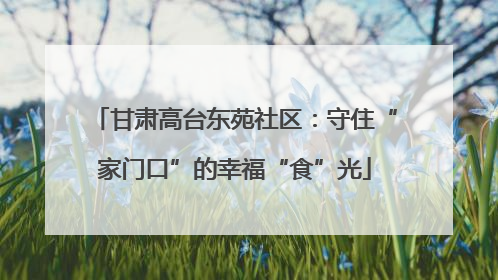 甘肃高台东苑社区：守住“家门口”的幸福“食”光