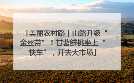 美丽农村路｜山路升级“金丝带”！甘薯鲜桃坐上“快车”，开去大市场