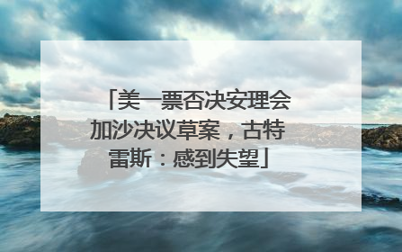 美一票否决安理会加沙决议草案，古特雷斯：感到失望