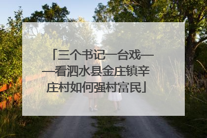 三个书记一台戏——看泗水县金庄镇辛庄村如何强村富民