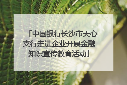 中国银行长沙市天心支行走进企业开展金融知识宣传教育活动