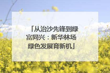 从治沙先锋到绿富同兴：新华林场绿色发展育新机