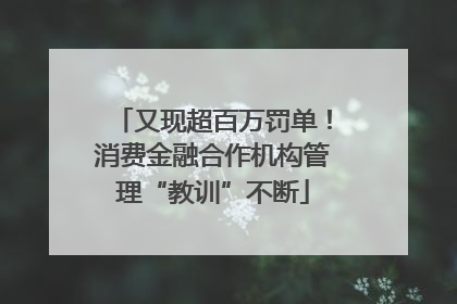又现超百万罚单！消费金融合作机构管理“教训”不断