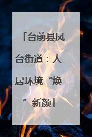 台前县凤台街道：人居环境“焕”新颜