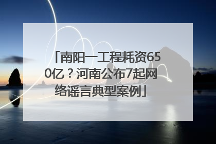 南阳一工程耗资650亿？河南公布7起网络谣言典型案例