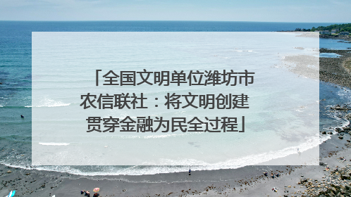 全国文明单位潍坊市农信联社：将文明创建贯穿金融为民全过程