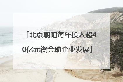 北京朝阳每年投入超40亿元资金助企业发展