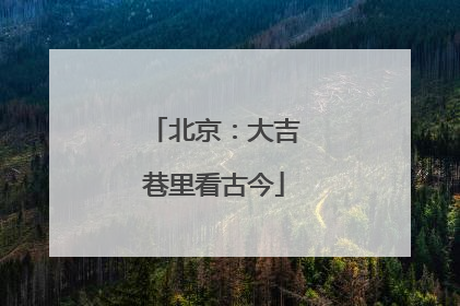 北京：大吉巷里看古今