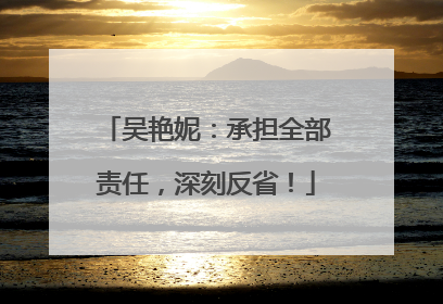 吴艳妮：承担全部责任，深刻反省！