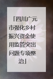 四川广元市强化乡村振兴资金使用监管突出问题专项整治