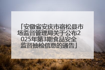 安徽省安庆市宿松县市场监督管理局关于公布2025年第3期食品安全监督抽检信息的通告