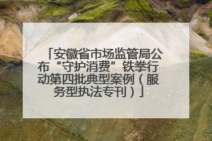 安徽省市场监管局公布“守护消费”铁拳行动第四批典型案例（服务型执法专刊）