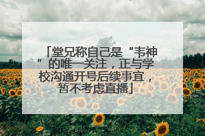 堂兄称自己是“韦神”的唯一关注，正与学校沟通开号后续事宜，暂不考虑直播