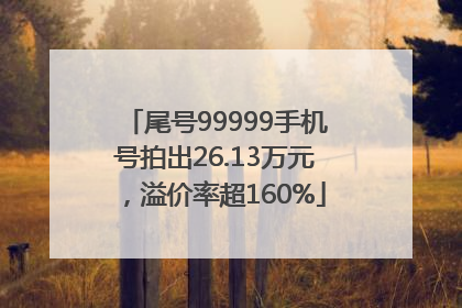 尾号99999手机号拍出26.13万元，溢价率超160%