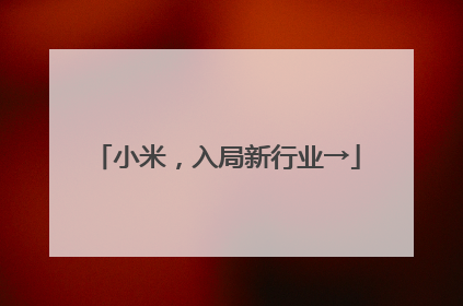 小米，入局新行业→