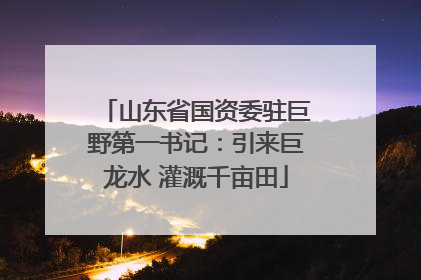 山东省国资委驻巨野第一书记：引来巨龙水 灌溉千亩田