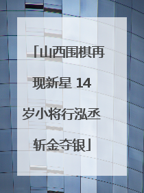 山西围棋再现新星 14岁小将行泓丞斩金夺银