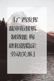 广西发挥裁审衔接机制效能 构建和谐稳定劳动关系