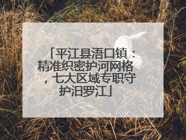 平江县浯口镇：精准织密护河网格，七大区域专职守护汨罗江