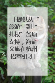 提供从“旅游”到“扎根”各项支持，海盐文旅在杭州招商引才