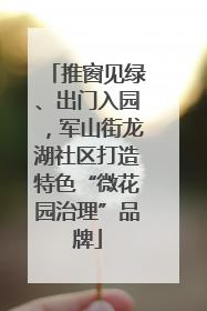 推窗见绿、出门入园，军山街龙湖社区打造特色“微花园治理”品牌