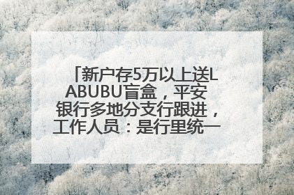 新户存5万以上送LABUBU盲盒，平安银行多地分支行跟进，工作人员：是行里统一的，进货渠道不清楚