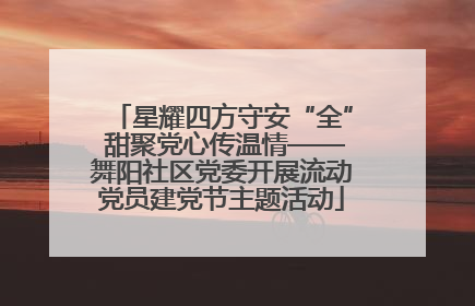 星耀四方守安“全” 甜聚党心传温情——舞阳社区党委开展流动党员建党节主题活动