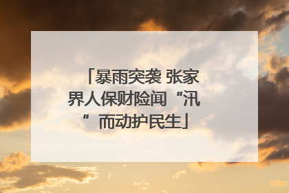 暴雨突袭 张家界人保财险闻“汛”而动护民生