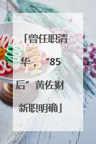 曾任职清华，“85后”黄佐财新职明确