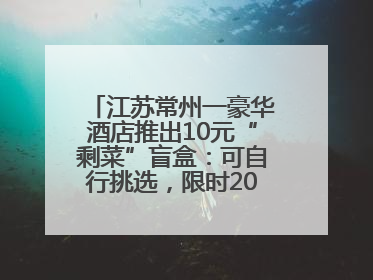 江苏常州一豪华酒店推出10元“剩菜”盲盒：可自行挑选，限时20分钟，仅限外带