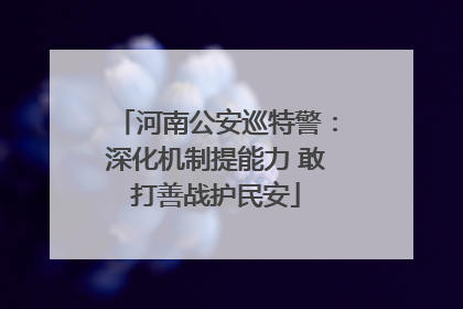 河南公安巡特警：深化机制提能力 敢打善战护民安