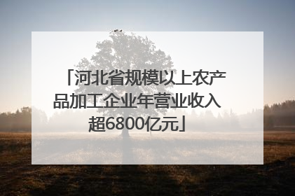 河北省规模以上农产品加工企业年营业收入超6800亿元