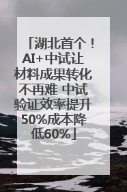 湖北首个！AI+中试让材料成果转化不再难 中试验证效率提升50%成本降低60%