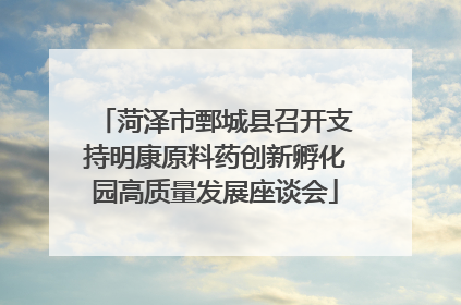 菏泽市鄄城县召开支持明康原料药创新孵化园高质量发展座谈会