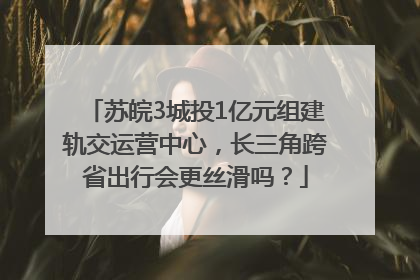 苏皖3城投1亿元组建轨交运营中心，长三角跨省出行会更丝滑吗？
