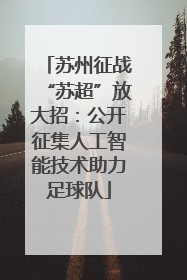 苏州征战“苏超”放大招：公开征集人工智能技术助力足球队