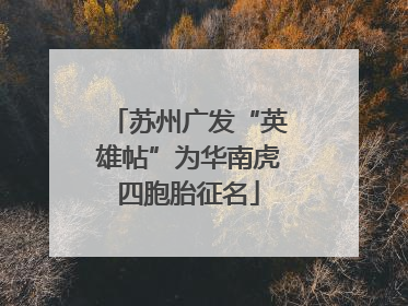 苏州广发“英雄帖”为华南虎四胞胎征名
