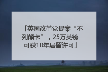 英国改革党提案“不列颠卡”，25万英镑可获10年居留许可