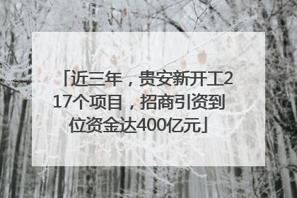 近三年，贵安新开工217个项目，招商引资到位资金达400亿元