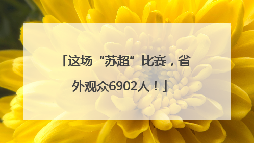 这场“苏超”比赛，省外观众6902人！