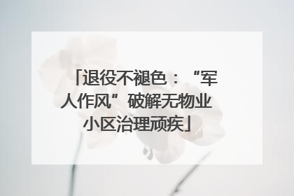 退役不褪色：“军人作风”破解无物业小区治理顽疾