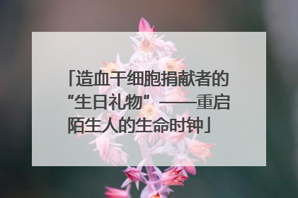 造血干细胞捐献者的“生日礼物”——重启陌生人的生命时钟