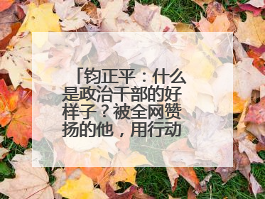 钧正平：什么是政治干部的好样子？被全网赞扬的他，用行动作出了回答