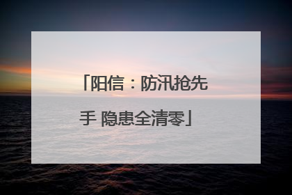 阳信：防汛抢先手 隐患全清零