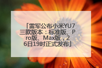 雷军公布小米YU7三款版本：标准版、Pro版、Max版，26日19时正式发布