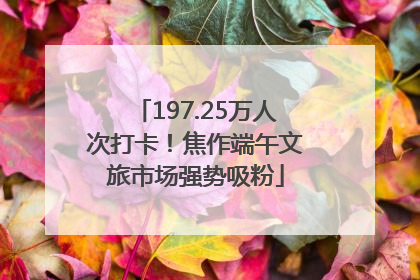197.25万人次打卡！焦作端午文旅市场强势吸粉